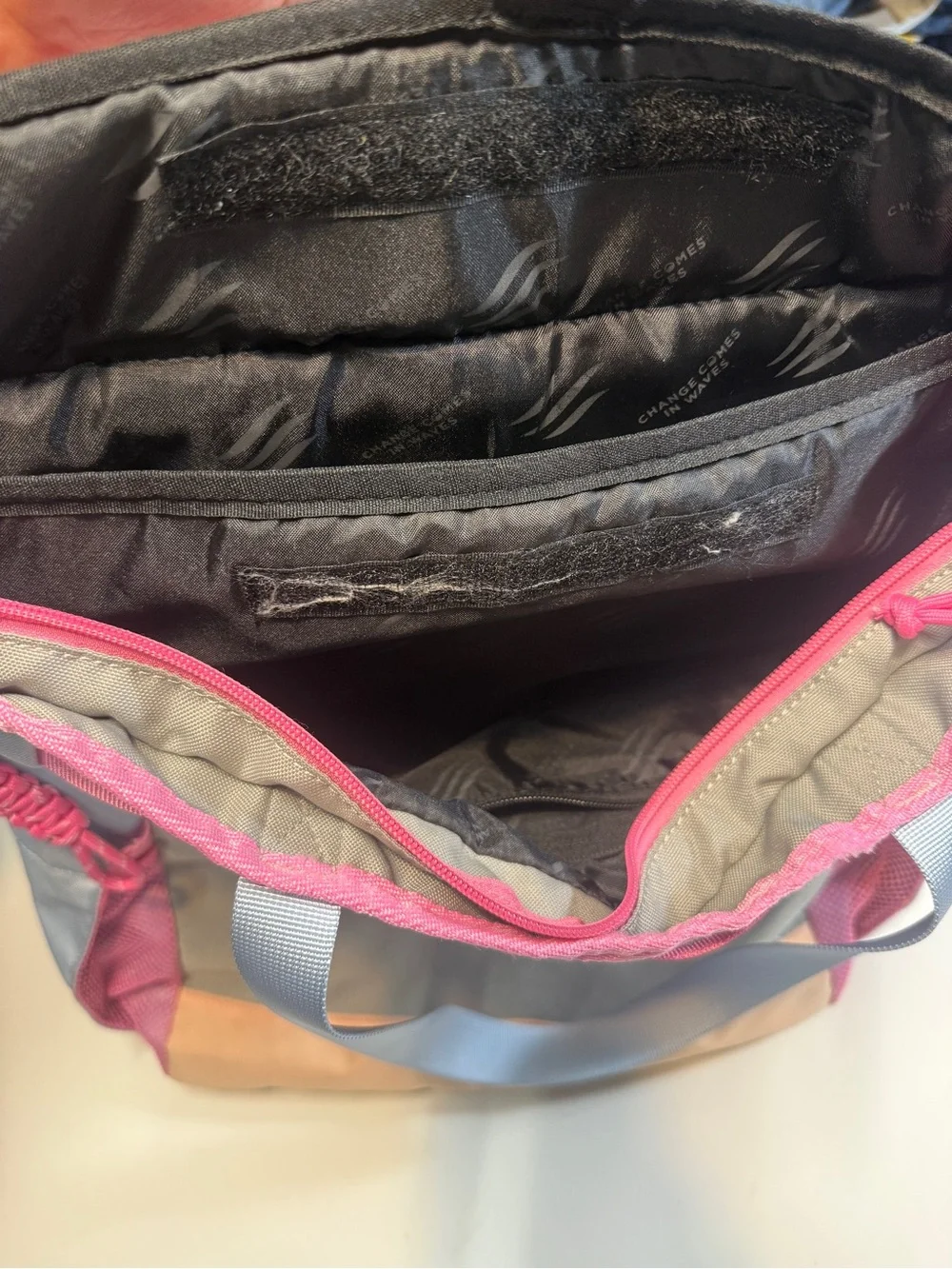 United By Blue Gray Backpack Tote with Pink & Tan Accents